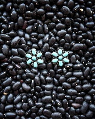Desert Daisy Stud Earrings in Teal – Jewelry from Bronco Western Supply Co.