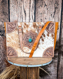 Desert Jewel Handtooled Hair - On Leather Concealed Carry Bag in Timber Brown by Myra Bag - Purses & Wallets - Myra Bag - Bronco Western Supply Co.