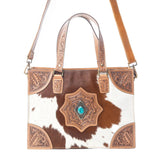 Desert Jewel Handtooled Hair - On Leather Concealed Carry Bag in Timber Brown by Myra Bag - Purses & Wallets - Myra Bag - Bronco Western Supply Co.