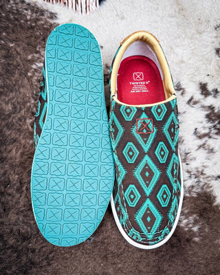 Desert Prism Twisted X Slip - On Kicks - Brown and Turquoise – Women's Shoes from Bronco Western Supply Co.
