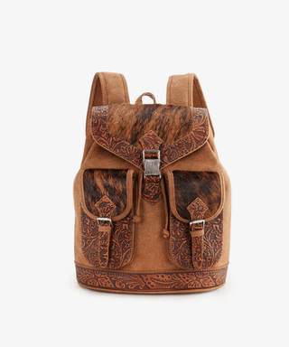 Desert Range Tooled Hairon Backpack in Brown by Trinity Ranch – Purses & Wallets from Bronco Western Supply Co.