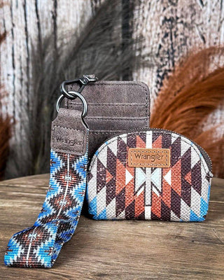 Desert Sky Aztec Wristlet Wallet Set in Coffee by Wrangler – Purses & Wallets from Bronco Western Supply Co.