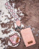 Desert Sky Aztec Wristlet Wallet Set in Dark Pink by Wrangler - Purses & Wallets - Montana West - Bronco Western Supply Co.