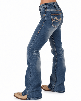 DFMI Faded Bootcut Jeans in Medium Wash by Cowgirl Tuff – Apparel from Bronco Western Supply Co.