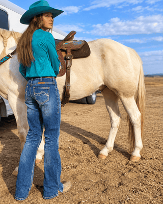 DFMI Faded Bootcut Jeans in Medium Wash by Cowgirl Tuff – Apparel from Bronco Western Supply Co.