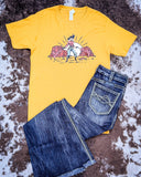 Don't Mess with the Cowgirl Graphic Tee - Mustard - Shirts & Tops - The Lattimore Claim - Bronco Western Supply Co.