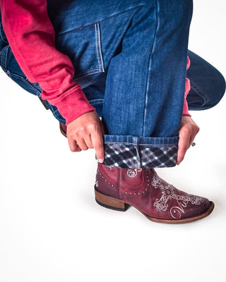 Double Down Flannel Lined Bib Overalls in Dark Wash by Cowgirl Tuff – Apparel from Bronco Western Supply Co.