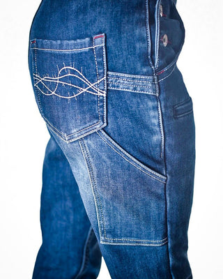 Double Down Flannel Lined Bib Overalls in Dark Wash by Cowgirl Tuff – Apparel from Bronco Western Supply Co.