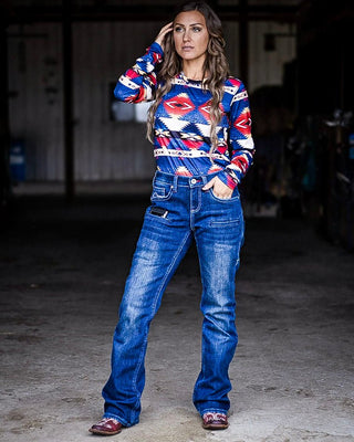 Double Down Flannel Lined Bootcut Jeans in Dark Wash by Cowgirl Tuff – Apparel from Bronco Western Supply Co.