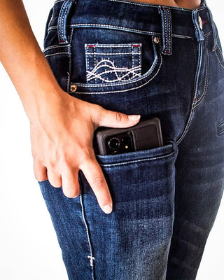 Double Down Flannel Lined Bootcut Jeans in Dark Wash by Cowgirl Tuff – Apparel from Bronco Western Supply Co.