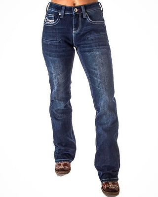 Double Down Flannel Lined Bootcut Jeans in Dark Wash by Cowgirl Tuff – Apparel from Bronco Western Supply Co.