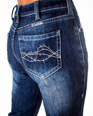Double Down Flannel Lined Bootcut Jeans in Dark Wash by Cowgirl Tuff – Apparel from Bronco Western Supply Co.