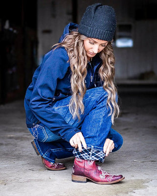 Double Down Flannel Lined Bootcut Jeans in Dark Wash by Cowgirl Tuff – Apparel from Bronco Western Supply Co.