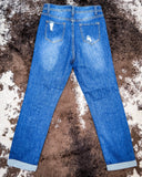 Downtown Distressed High - Rise Mom Jeans - Apparel - Denim Zone USA - Bronco Western Supply Co.