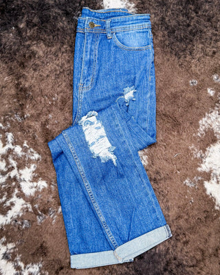 Downtown Distressed High - Rise Mom Jeans – Apparel from Bronco Western Supply Co.
