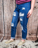 Downtown Distressed High - Rise Mom Jeans - Apparel - Denim Zone USA - Bronco Western Supply Co.