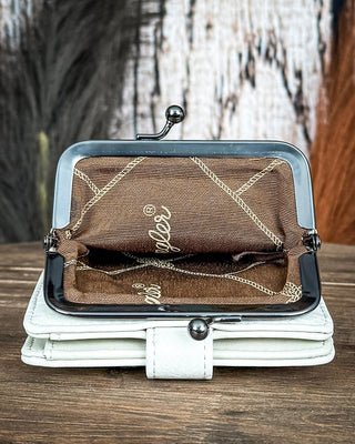 Driftline Leopard Bi - Fold Wallet in Beige by Wrangler – Purses & Wallets from Bronco Western Supply Co.