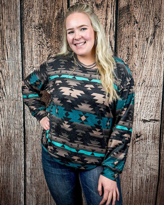 Driftwood Dusk Aztec Print Top by Sterling Kreek – Shirts & Tops from Bronco Western Supply Co.
