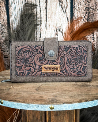 Dusk Trail Tooled Wallet in Coffee by Wrangler – Purses & Wallets from Bronco Western Supply Co.