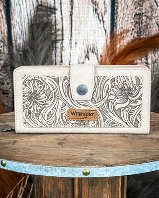 Dusk Trail Tooled Wallet in Khaki by Wrangler – Purses & Wallets from Bronco Western Supply Co.