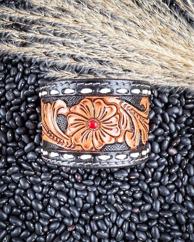 Dust and Petals Tooled Leather Bracelet - Jewelry - American Darling - Bronco Western Supply Co.