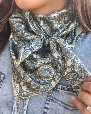 Dusty Denim Paisley Wild Rag – Accessories from Bronco Western Supply Co.