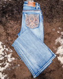 Dusty Rose Embroidered Bootcut Jeans - Apparel - Denim Zone USA - Bronco Western Supply Co.