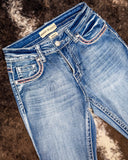 Dusty Rose Embroidered Bootcut Jeans - Apparel - Denim Zone USA - Bronco Western Supply Co.