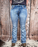 Dusty Rose Embroidered Bootcut Jeans - Apparel - Denim Zone USA - Bronco Western Supply Co.