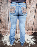 Dusty Rose Embroidered Bootcut Jeans - Apparel - Denim Zone USA - Bronco Western Supply Co.