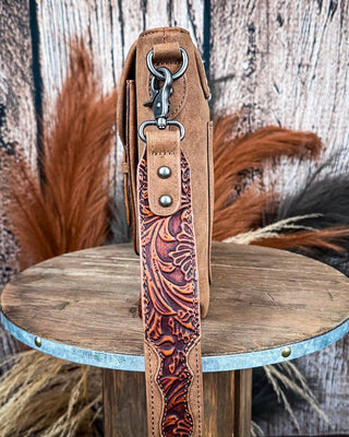 Dusty Trail Tooled Hairon Crossbody Bag in Brown by Trinity Ranch – Purses & Wallets from Bronco Western Supply Co.