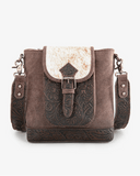 Dusty Trail Tooled Hairon Crossbody Bag in Coffee by Trinity Ranch - Purses & Wallets - Montana West - Bronco Western Supply Co.