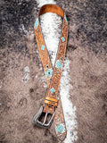 Dyani - Brown and Turquoise Aztec Hooey belt - Accessories - Hooey - Bronco Western Supply Co.