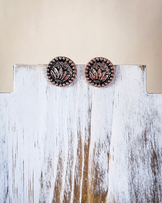 Eliza Flower Stud Earrings - Copper - Western Earrings - Bronco Western Supply Co.