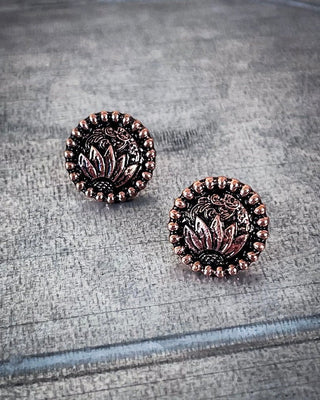 Eliza Flower Stud Earrings - Copper - Western Earrings - Bronco Western Supply Co.