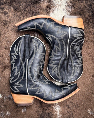 Electra Black Star Leather Boots - Black and Ivory – Women's Shoes from Bronco Western Supply Co.