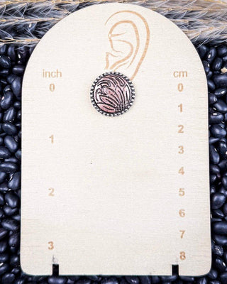Eliza Flower Stud Fashion Earrings - Copper/Silver – Jewelry from Bronco Western Supply Co.