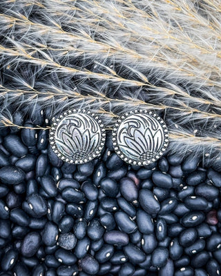 Eliza Flower Stud Fashion Earrings in Silver – Jewelry from Bronco Western Supply Co.