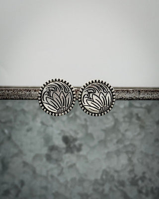 Eliza Flower Stud Fashion Earrings in Silver – Jewelry from Bronco Western Supply Co.