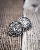 Ellie Western Rope Filigree Round Fashion Stud Earrings - Silver - Jewelry - Blue Tortoise - Bronco Western Supply Co.