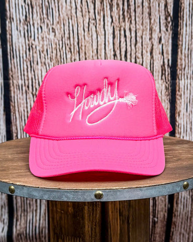 Embroidered Rope Howdy Trucker Cap - Hot Pink - Accessories - The Lattimore Claim - Bronco Western Supply Co.