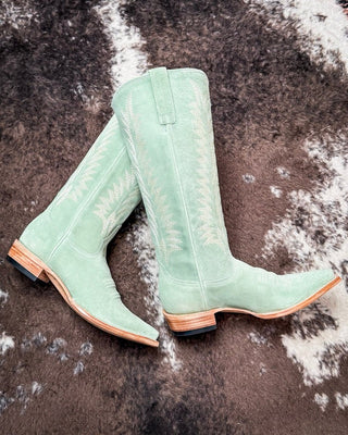Emme Vintage Suede Boot in Aqua by Stetson – Women's Shoes from Bronco Western Supply Co.