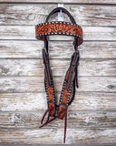 Floral and Sunflower Tooled Breast Collar and Headstall - Pieces Sold Separate - Horse Tack - Rafter T Ranch Co. - Bronco Western Supply Co.