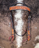 Floral and Sunflower Tooled Breast Collar and Headstall - Pieces Sold Separate - Horse Tack - Rafter T Ranch Co. - Bronco Western Supply Co.