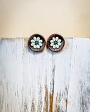 Flourish Flower Fashion Stud Earrings - Natural - Jewelry - Blue Tortoise - Bronco Western Supply Co.
