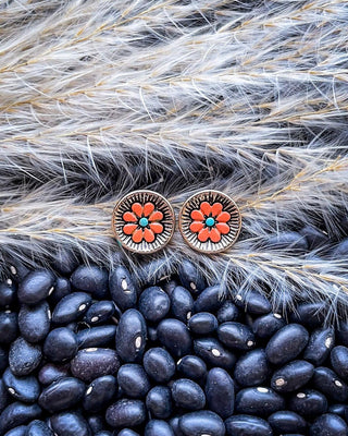Flourish Flower Stud Fashion Earrings - Copper – Jewelry from Bronco Western Supply Co.
