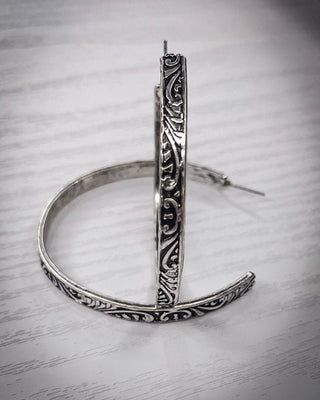 Folk Tooled Hoop Fashion Earrings – Jewelry from Bronco Western Supply Co.