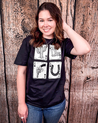 Four Aces Graphic Tee - Black – Shirts & Tops from Bronco Western Supply Co.
