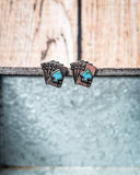 Four of a Kind Western Aces Fashion Stud Earrings - Jewelry - Blue Tortoise - Bronco Western Supply Co.