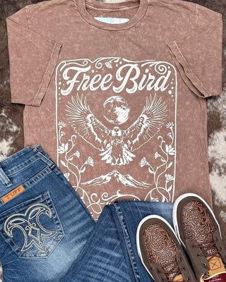 Free Bird Graphic Tee - Mocha – Apparel from Bronco Western Supply Co.